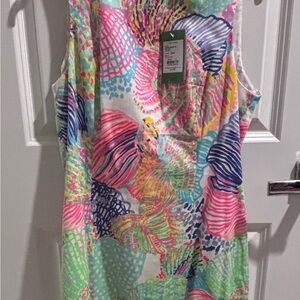 Lilly Pulitzer Pink and Blue Sleeveless Blouse